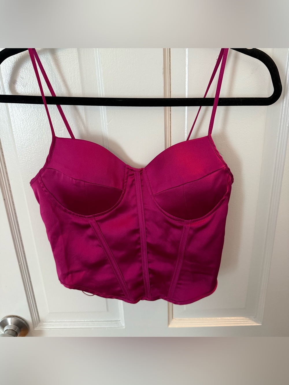 Sincerely Jules Fuchsia Satin Bustier Crop Top